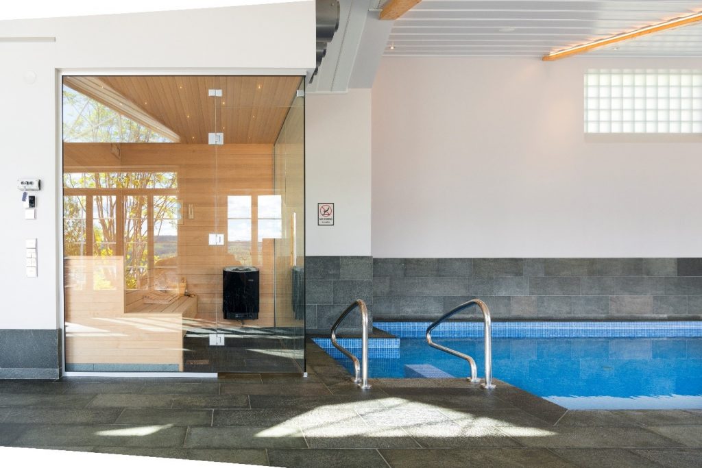 Interior and sauna in pool house in Änga